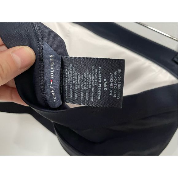 Tommy Hilfiger Women's Bikini Tops Navy Navy & Red Color Block Bandeau Top S - Picture 4 of 5